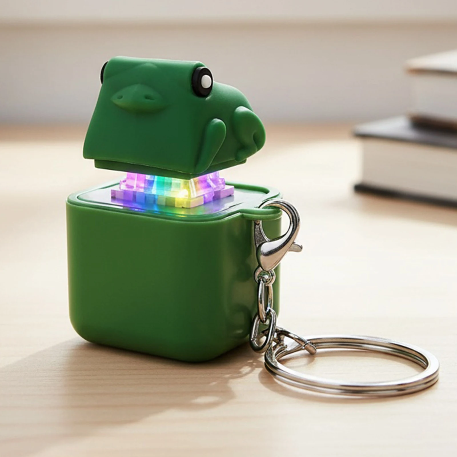 Rechargeable Sound Button Fidget Keychain W/ Sound LED Lights Keyboard Clicker Frog Fidget Toys for Kids Boys Girls Gift view 2
