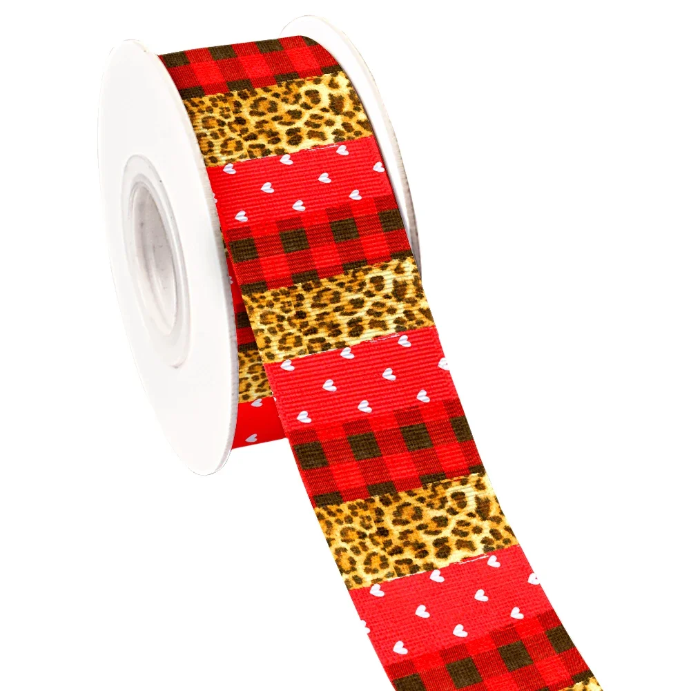 

New 50 Yards Christmas Color Chequer Design Printed Grosgrain,satin Ribbon Hairs Accessories