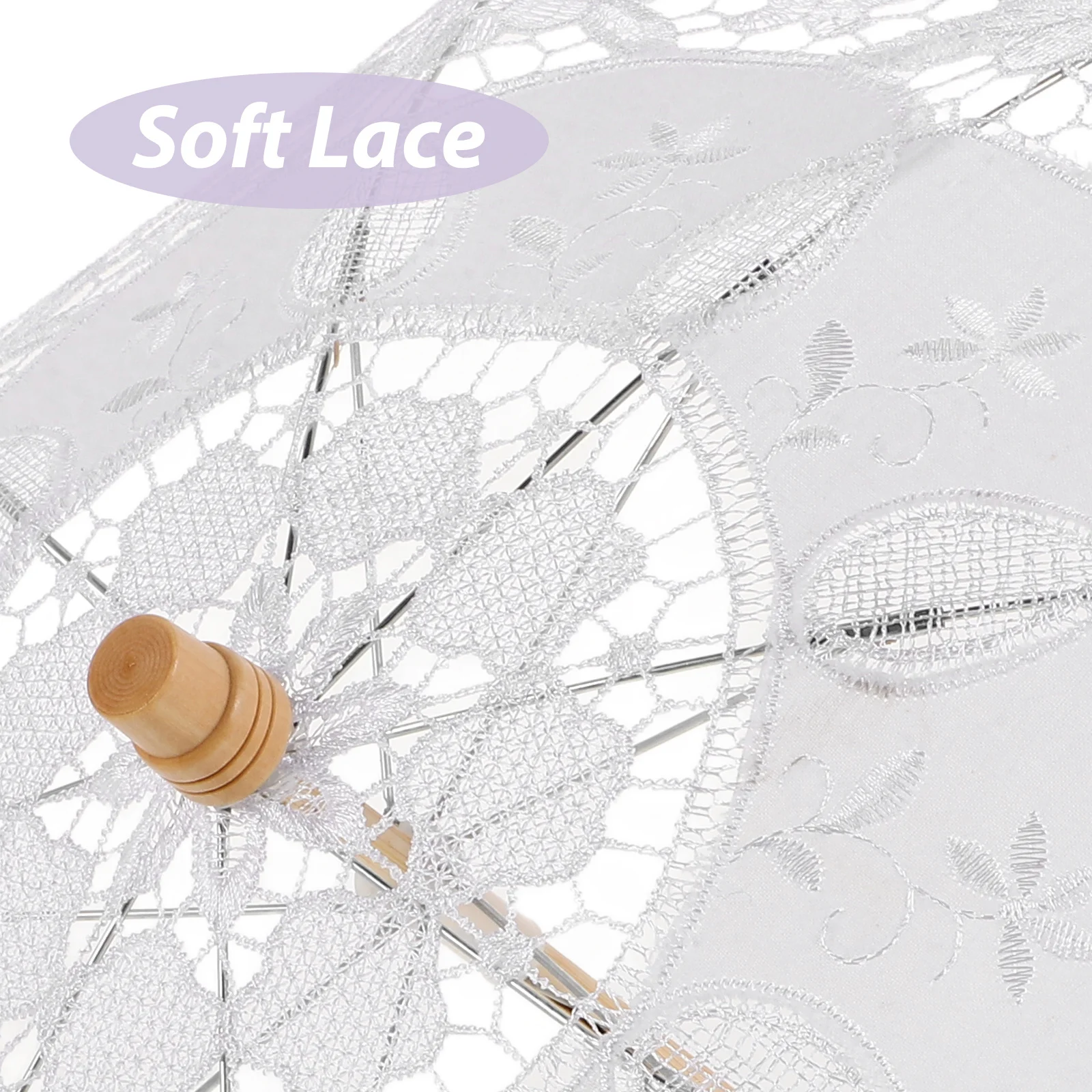 Parasol ślubny w stylu vintage z białej koronki, parasolka z kwiatowym haftem, rekwizyty fotograficzne, dekoracja na przyjęcie herbaciane, elegancki, romantyczny.