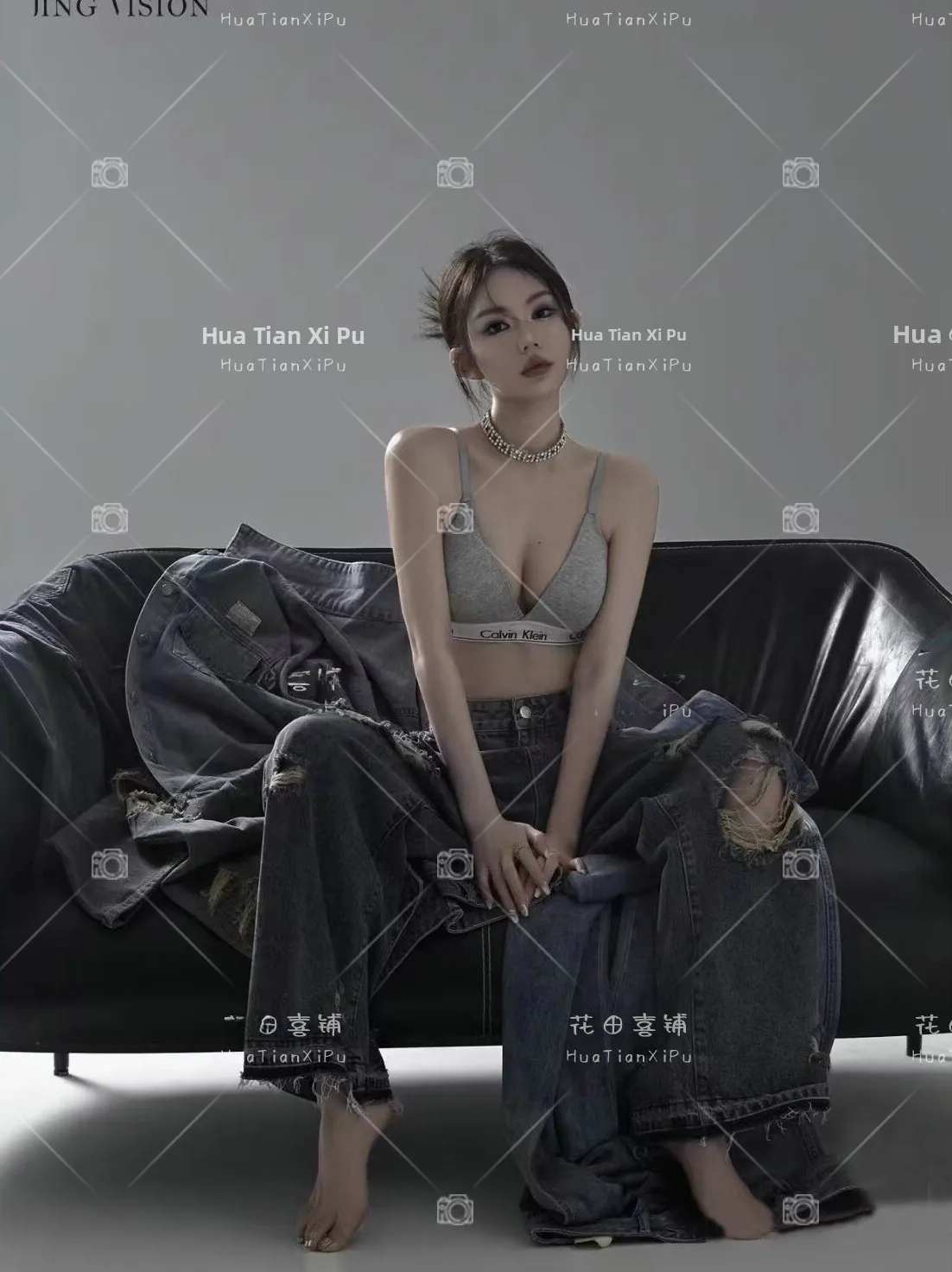 

2026 New Trendy Brand Personality Light Private House Hip Hop Denim Sexy Pure Desire Style Photography Studio Theme Shooting ...