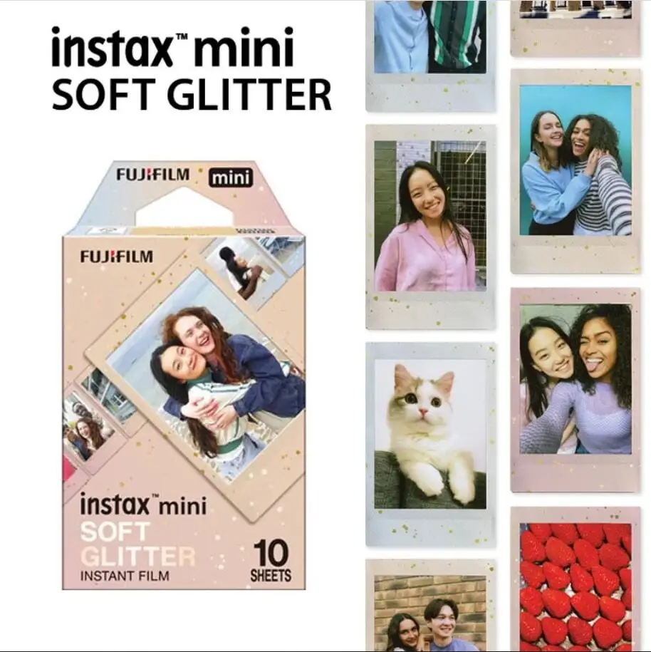 Instax Mini Film 10 Sheets Glitter Starry Shiny, Compatible with Fujifilm Mini 8/9/11/12/13/90 Evo Instant Camera, Gift Box