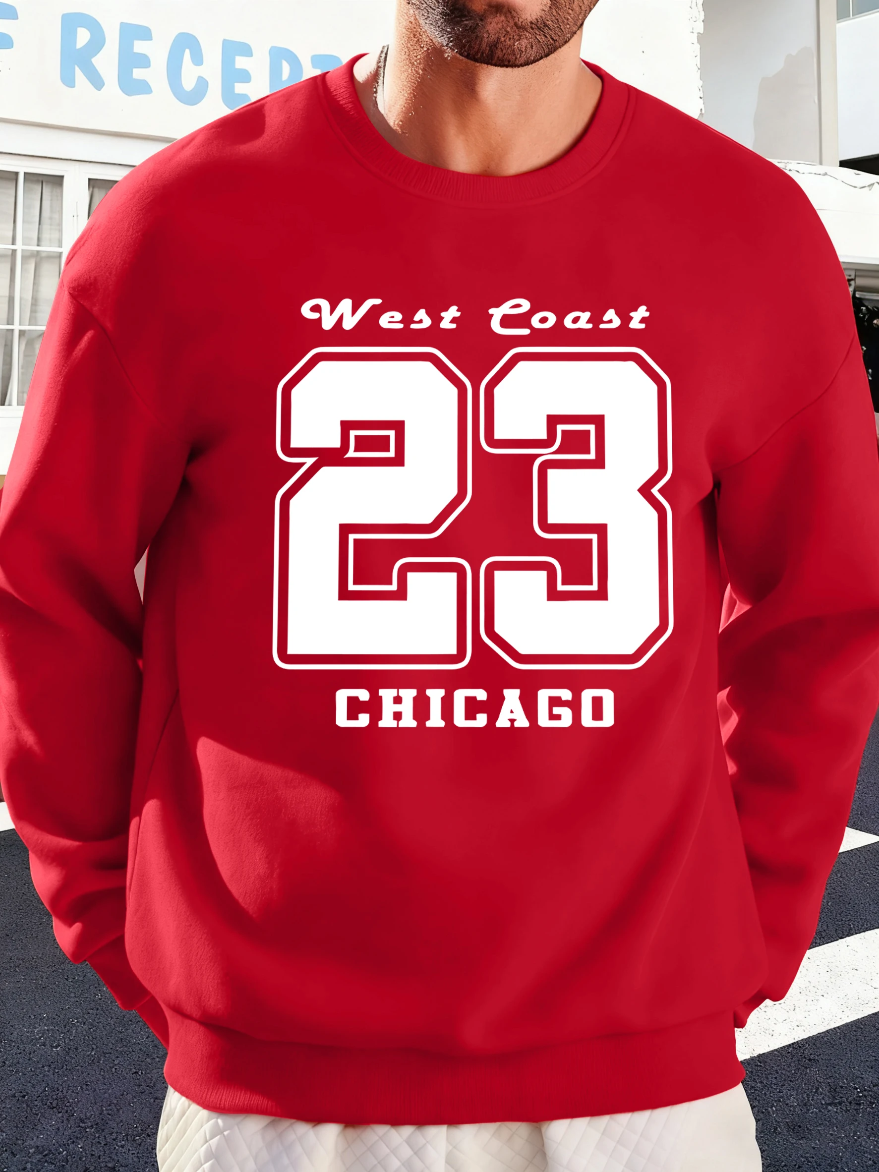 الساحل الغربي 23 شيكاغو طباعة الرجال مريح الرياضة البلوز الصوف بلوفرات فضفاضة غير رسمية ملابس الخريف شارع العليا Crewneck هوديي #1