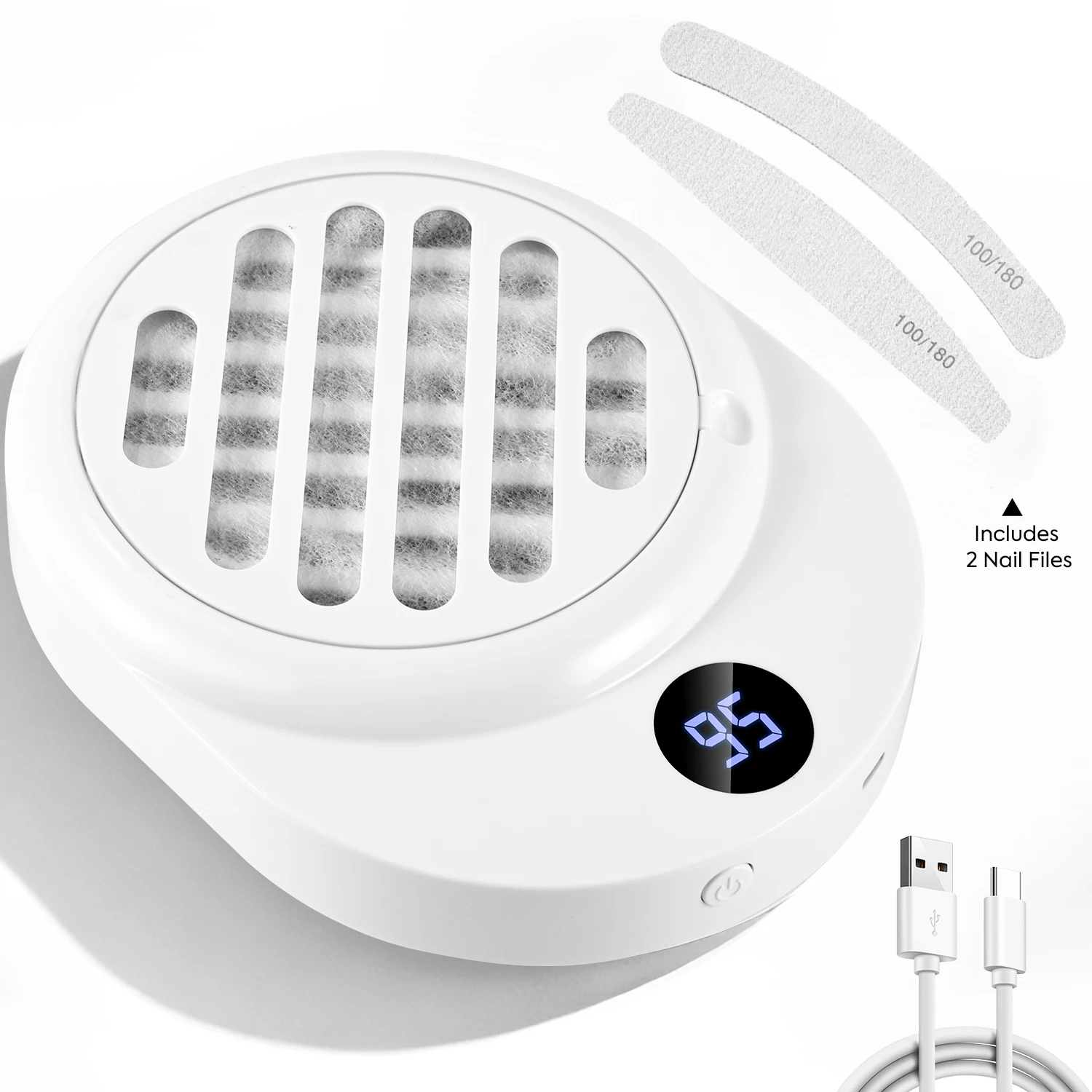 DianaBeauty Powerful Nail Vacuum Cleaner 6000RPM Nail Dust Collector with 10PCS Cotton Filter Nail Extractor Fan for Manicure