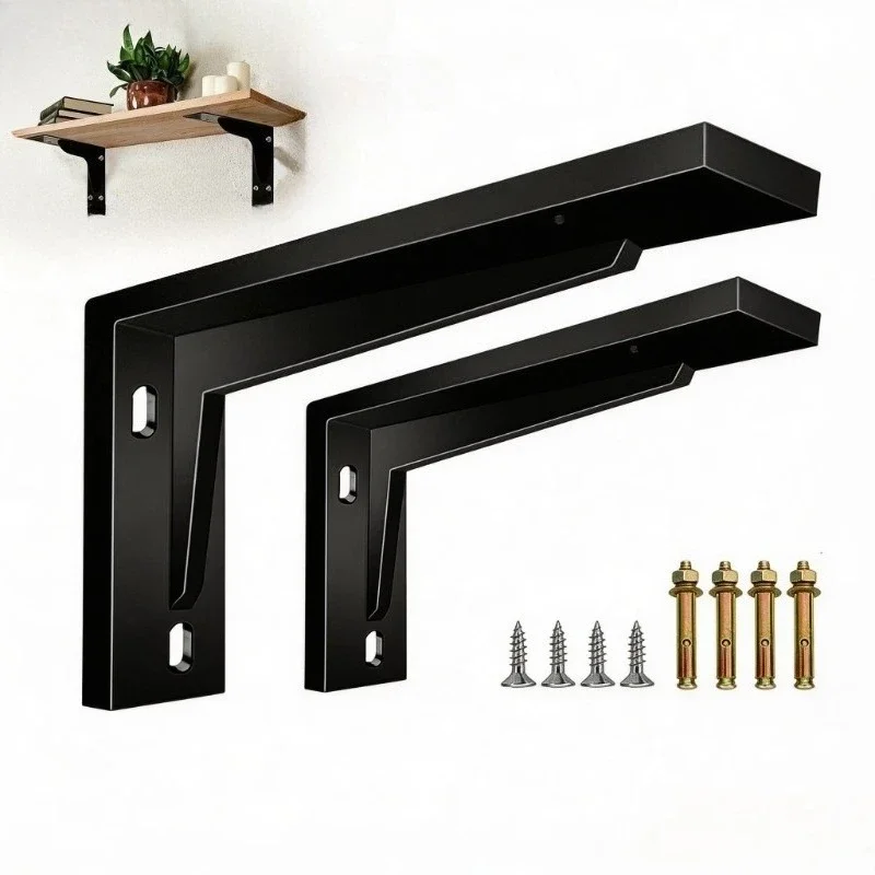 2 Pieces Heavy Duty Mantel Brackets, Large Metal Shelf, Wall Mounted Floating Triangle Hand Welded Countertop Holder, Load 300KG