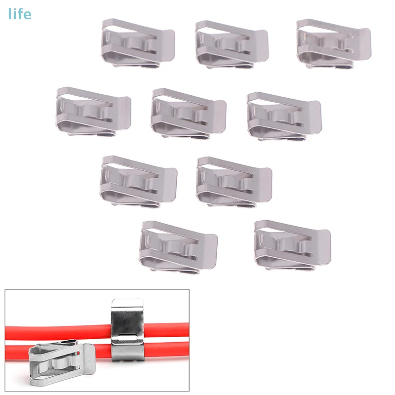 10 PCS Stainless Steel Solar PV Cable Clip/Clamp For 2 PV Solar Cable Wire Installation