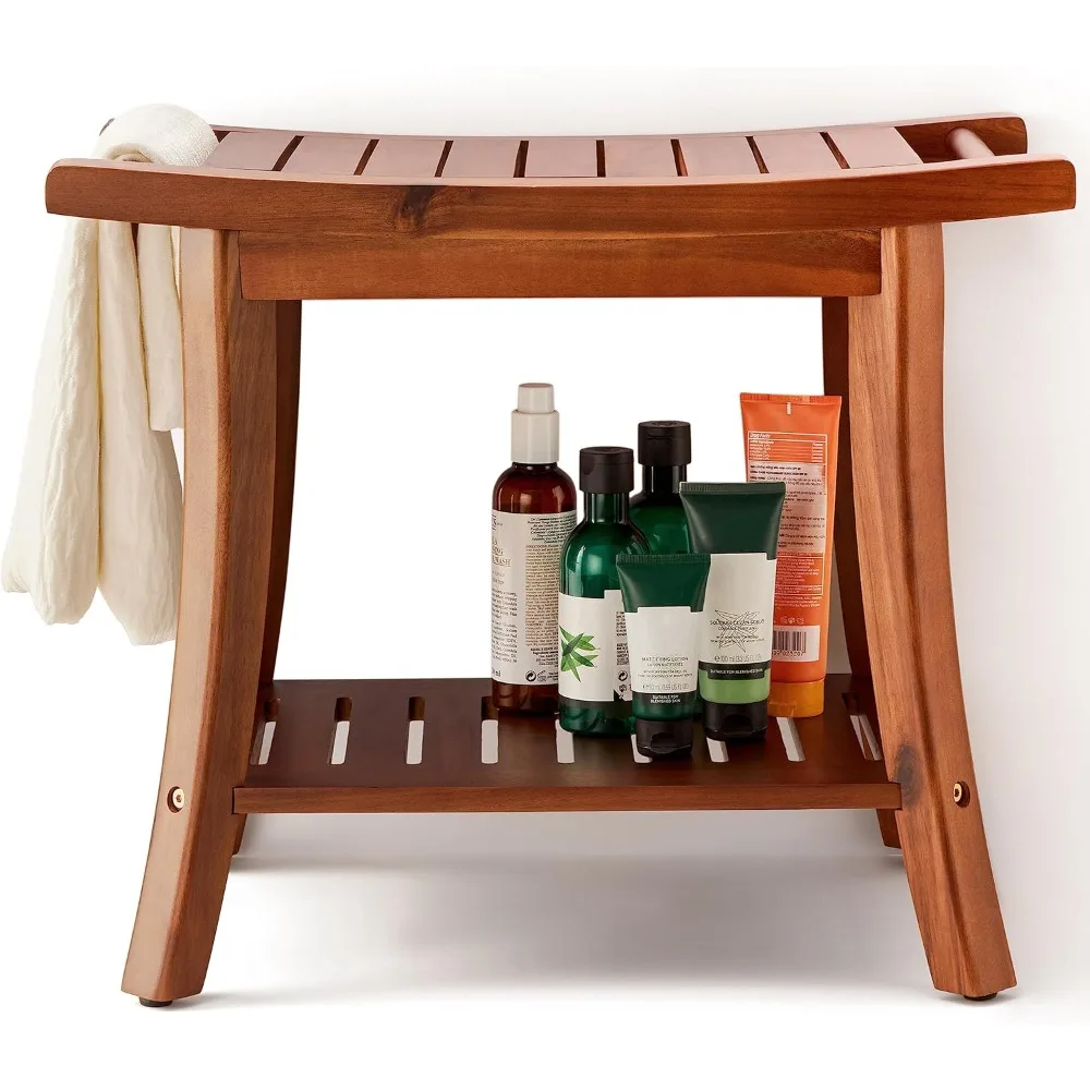 

Acacia Wood Shower Benches for Inside Shower - Wooden Shower Stool Waterproof for Shaving Legs