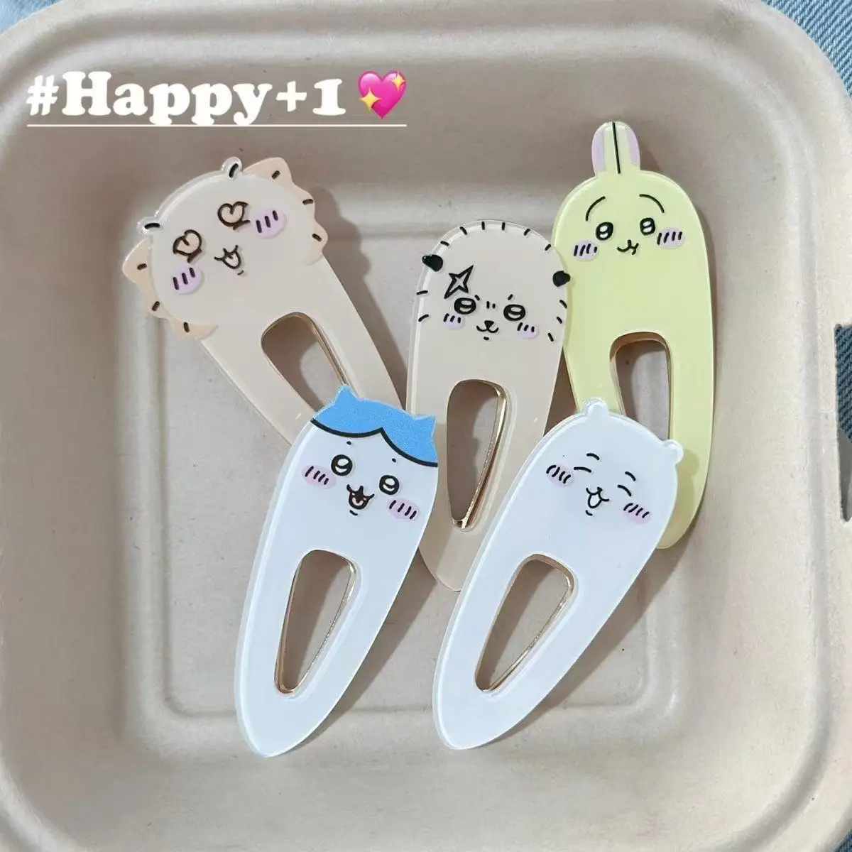 Kawaii Chiikawas Character Hair Clips Cute Cartoon Acrylic Duckbill Clips Funny Anime Hair Accessories for Daily Use