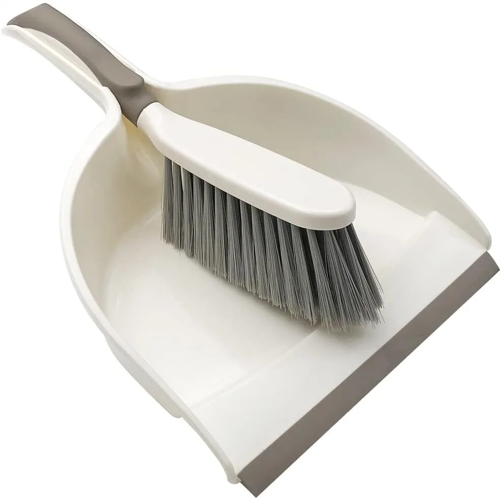 

Dust Pan and Brush Set, Angled Handheld Design for Efficient Home Cleaning, Easy to Use Daily Tool in Beige Brown