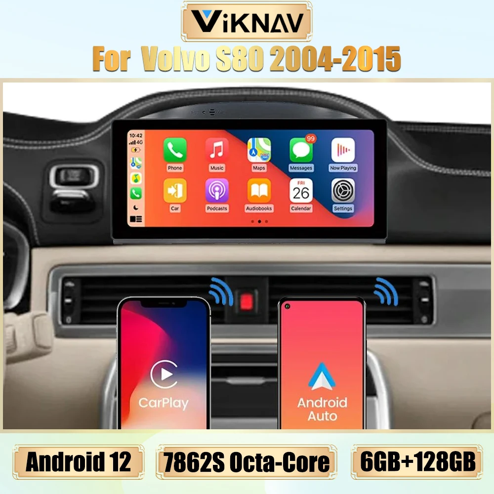 Android 12 Auto Stereo Car Radio For Volvo S80 2004-2015 Multimedia Player GPS Navigation Carplay 8.8Inch Touch Screen Head Unit