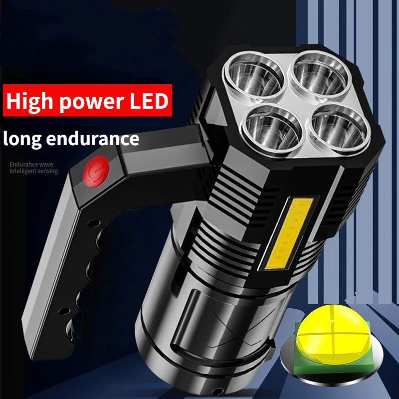 Outdoor LED portable searchlight patrol light USB rechargeable with side light lighting strong light long-range flashlight