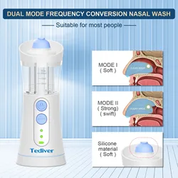 Portable Electric Nasal Irrigator 2 Tips Nose Cleaner Cordless Pulsating Nasal Wash Irrigation System Nasal Rinse Children adult