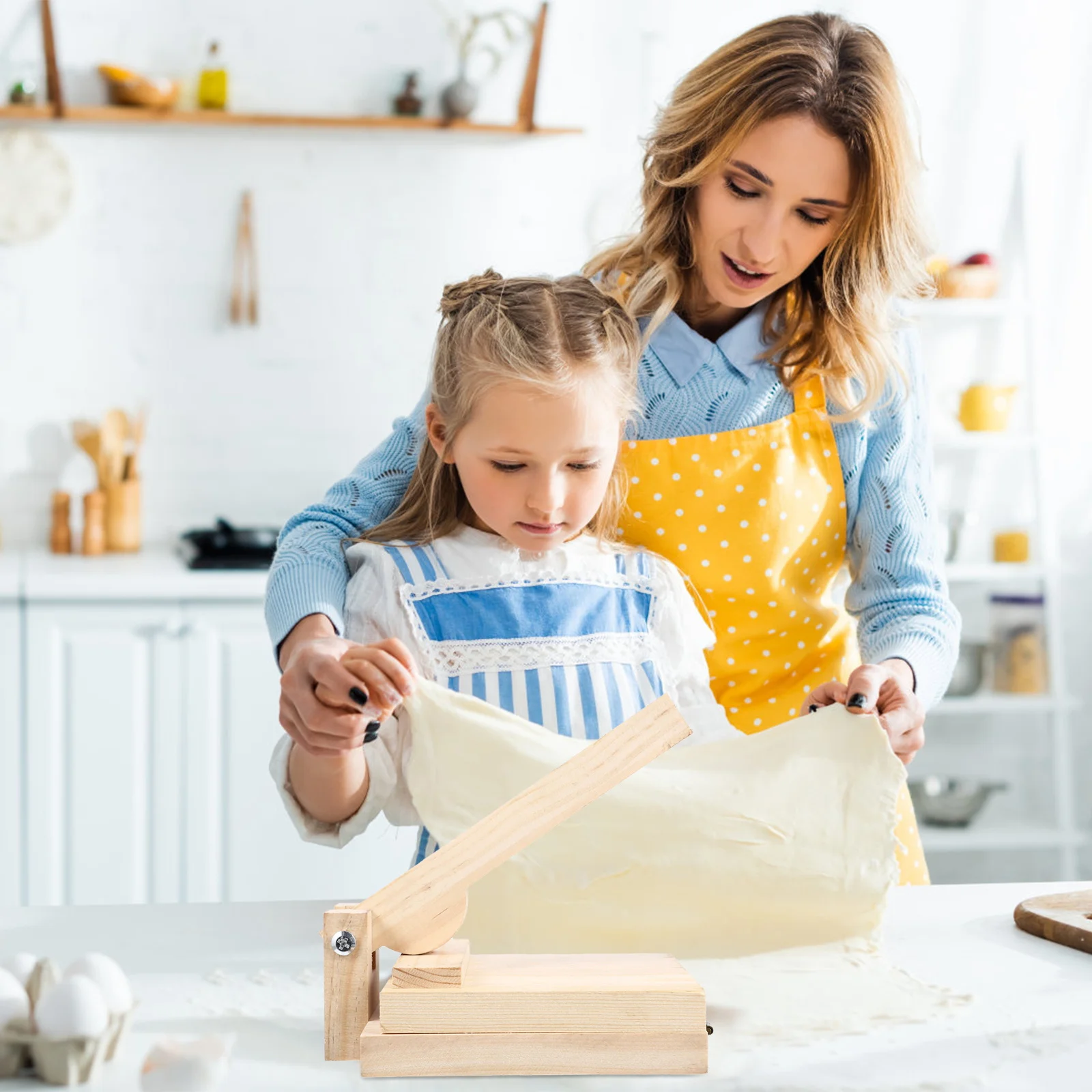 

1Pcs Wooden Dough Presser Dumpling Making Tool with Ergonomic Handle Safe Food Grade Material Easy Clean Kitchen Pressing Mold