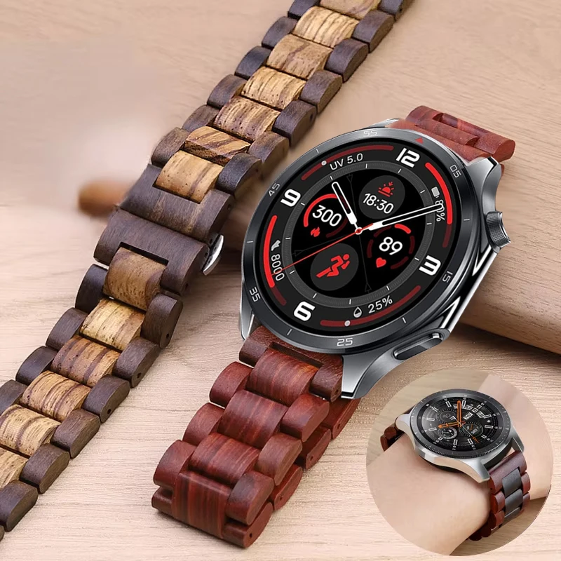 22mm Sandalwood Wooden Bracelet Strap For OnePlus Watch 3 2 2R/OnePlus 46mm Bracelet Correa For OPPO Watch 4Pro X X2 Watchband