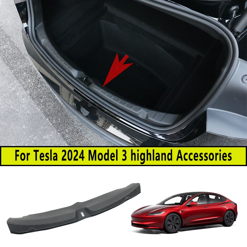 Auto Bumper Foot Plate For 2024 New Tesla Model 3 Highland Car Door Edge Protector Rear Trunk Sill Guard Cover Car Accessories