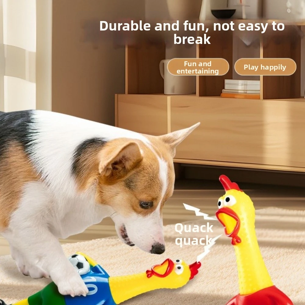Gifts Soccer Style Screaming Chicken Dog Durable Stress Pinch and Scream Chicken Squeaky Screaming Chicken Pinch