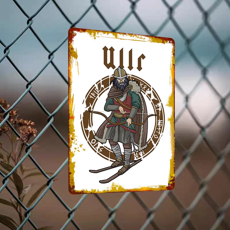 Norse Mythology Ullr Archer Warrior Metal Wall Art Viking Symbol Decor for Living Room