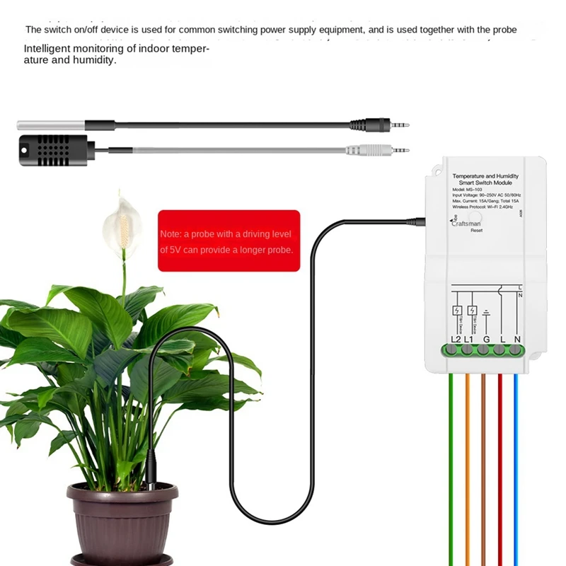 Wifi Tuya Smart Home Switch Smart Temperature And Humidity Sensor APP Timing Switch Remote Control Module Probe Switch Durable