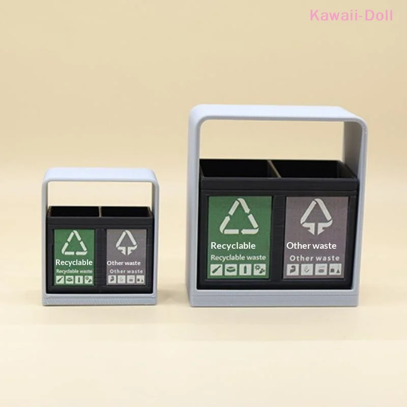 1Pcs Dollhouse Simulation Mini Outdoor Sorting Bin Dustbin Model Ornaments Park Scene Bin Decoration Play House Accessories Toys