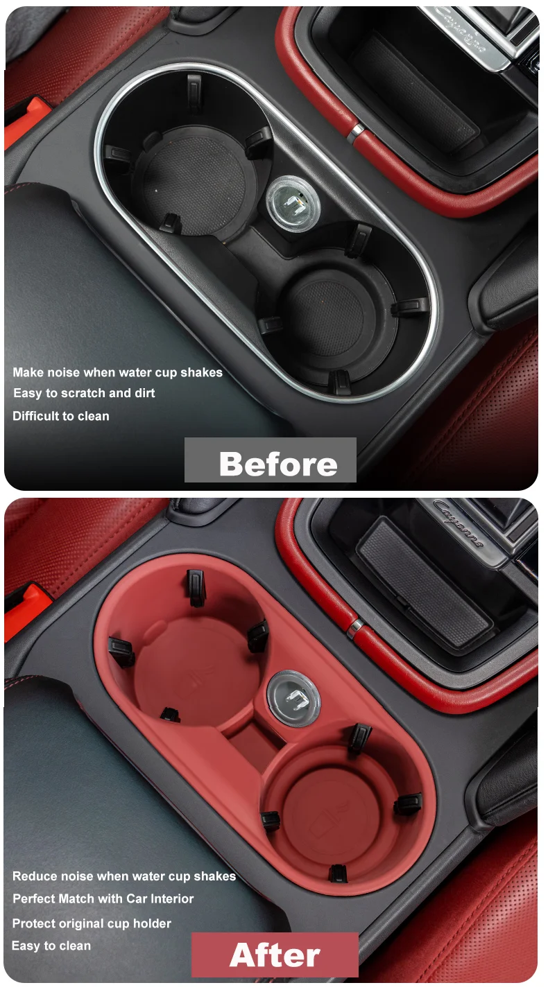 Silikon Auto Tasse Halter Für Porsche Cayenne Macan Center Konsole Flasche Halter Einsatz Anti Slip Trinken Organizer Auto Zubehör – Detail 5