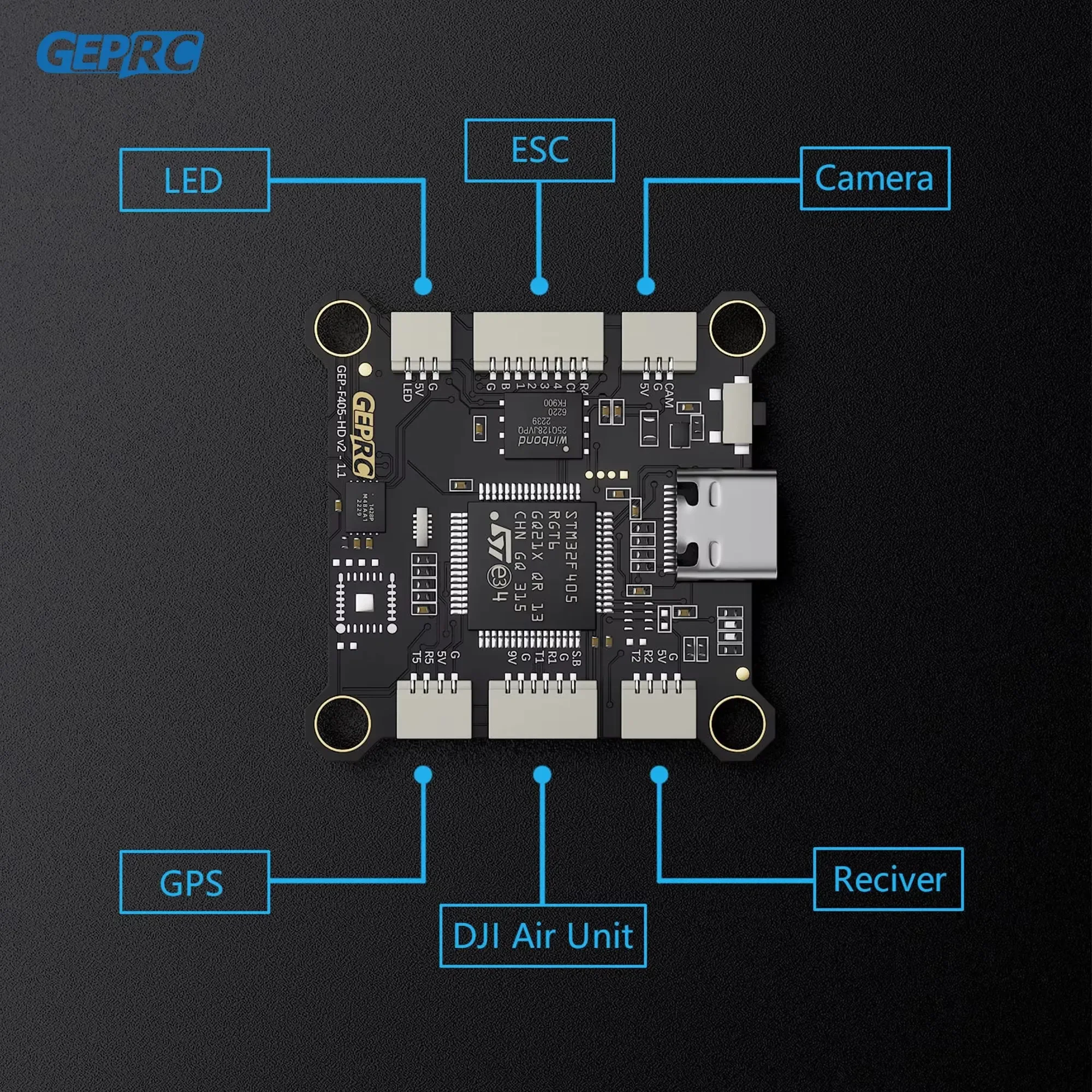 GEPRC TAKER F405 BLS 50A Stack 42688-P giroscopio 16MB caja negra análisis de datos grabar datos de vuelo Plug and Play Racing FPV Drone