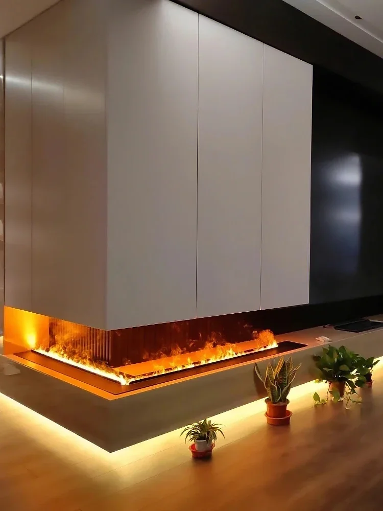3D-Wasserdampf-Elektrokamin mit realistischer Flammenwirkung, Fernbedienung und App-Steuerung für TV-Wand und Wohnzimmerdekoration