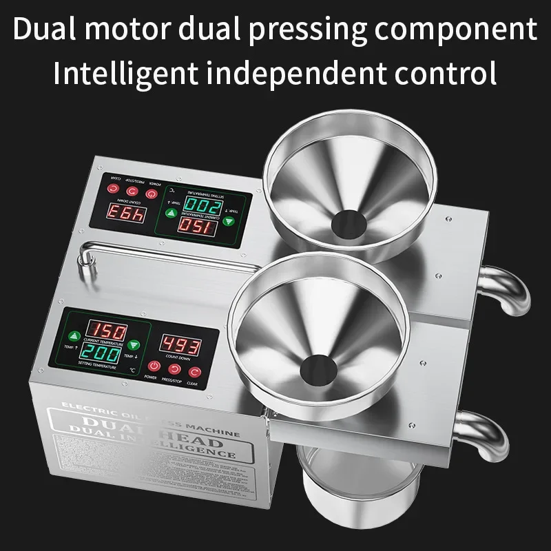 B02S Dual-Head Oil Press Machine Cold Press/Hot Press 304 Food-Grade Stainless Steel 2X Faster Oil Extraction For Peanut/Sesame