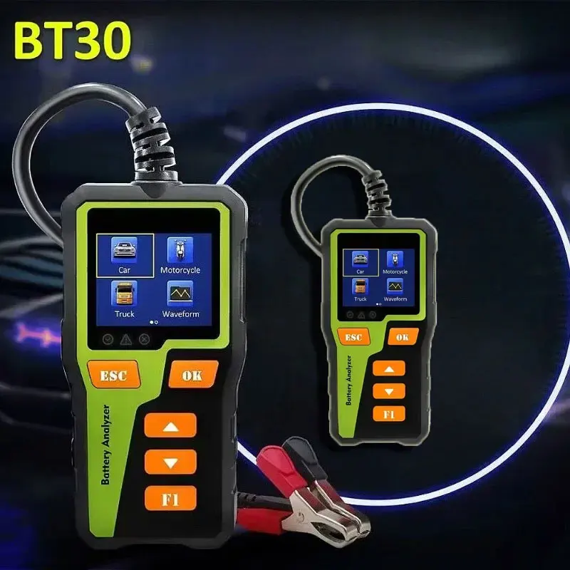 

BT30 Прибор для диагностики неисправностей автомобильного аккумулятора Детектор автомобильного аккумулятора Анализатор аккумулятора Многофункциональный безопасный автомобильный диагностический инструмент