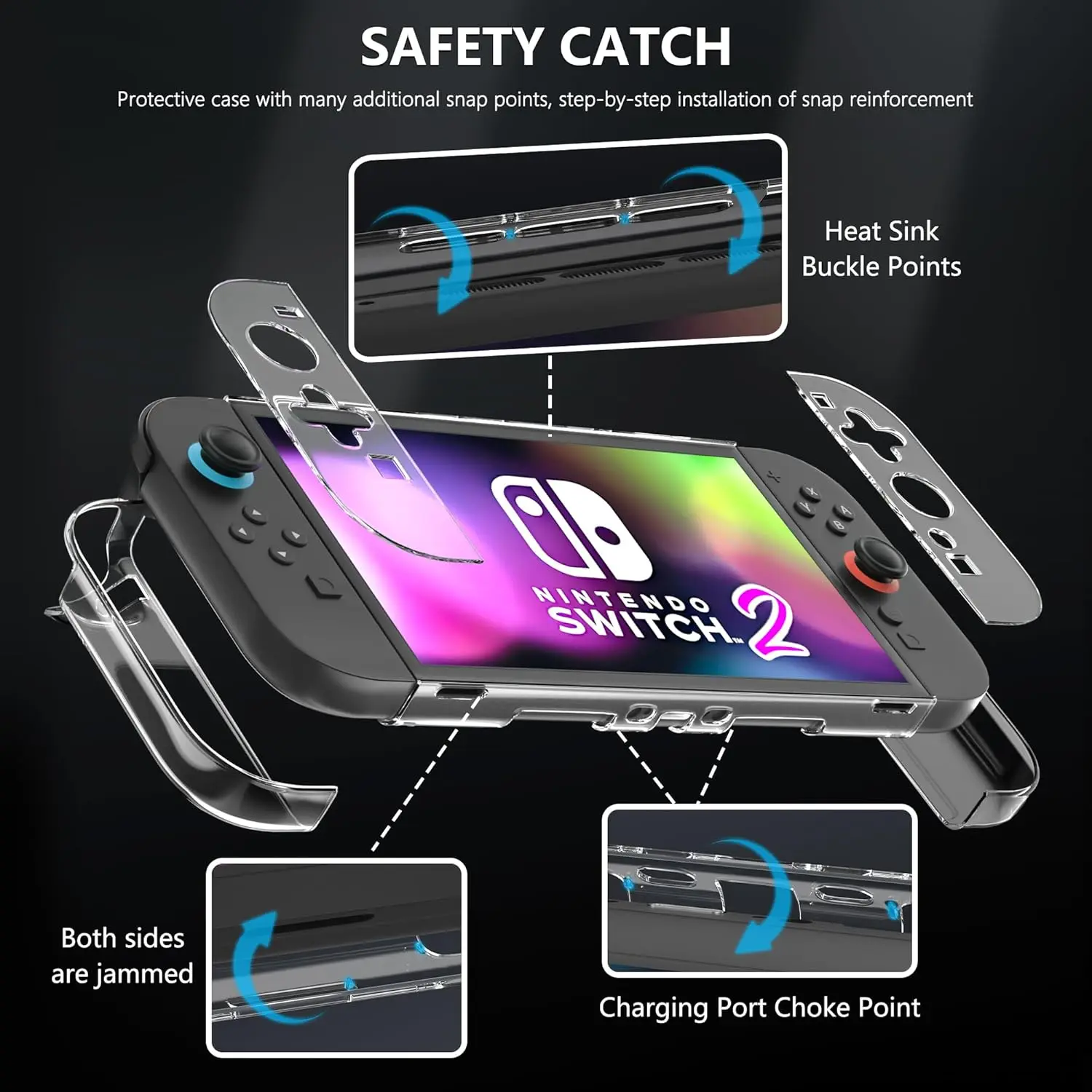 Clear Case for Nintendo Switch 2 Protective Cover for Switch 2 and JoyCon Controller - Strong and Durable, Not Easy to Fall Off