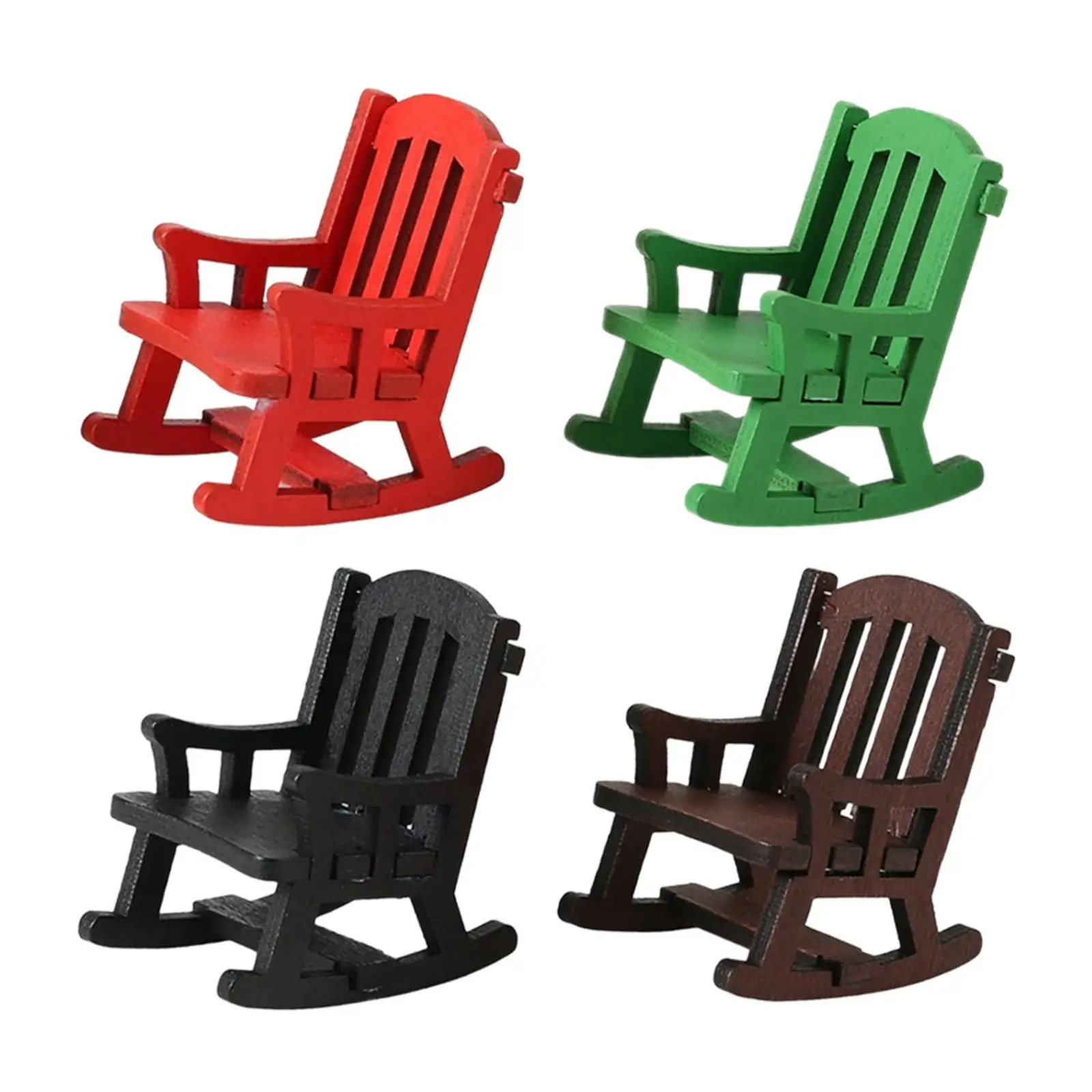 Collections de chaises à bascule en bois, pour bricolage, accessoires de paysages, projets de bricolage, 1/12