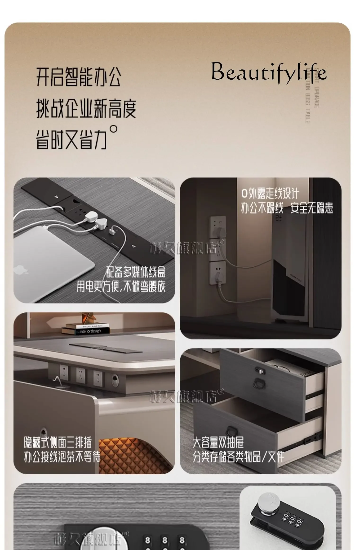 Q Mesa De Centro SalaL Shape Storage Executive Desk Manager Designer Computer Study Office Desks أدراج الكتابة Mesa Escrivanin