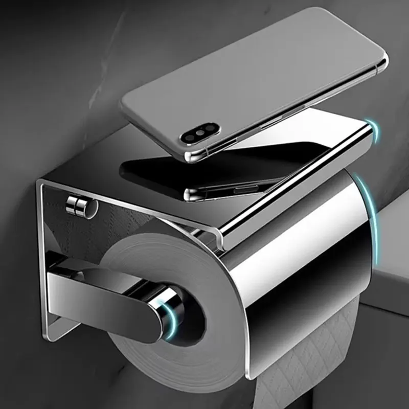 Stainless Steel Paper Towel Holder Without Punching Wall-Mounted Kitchen Roll Holder Toilet Paper Holder Bathroom Towel Rack