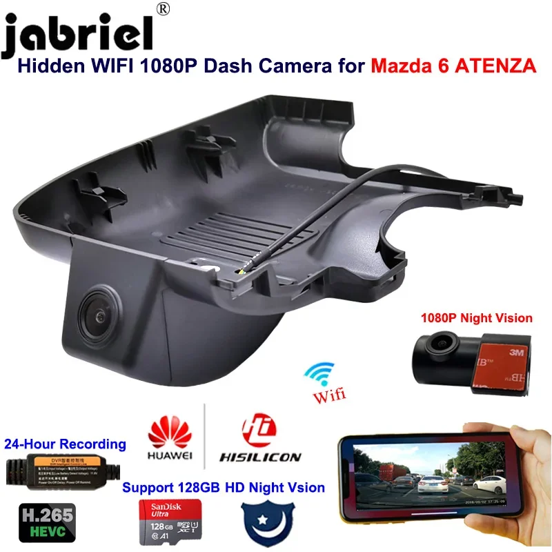 2K 1080P Auto Wifi 24 hour park monitoring auto car dvr Dash camera video recorder dual lens for Mazda 6 atenza 2018 2019 2020