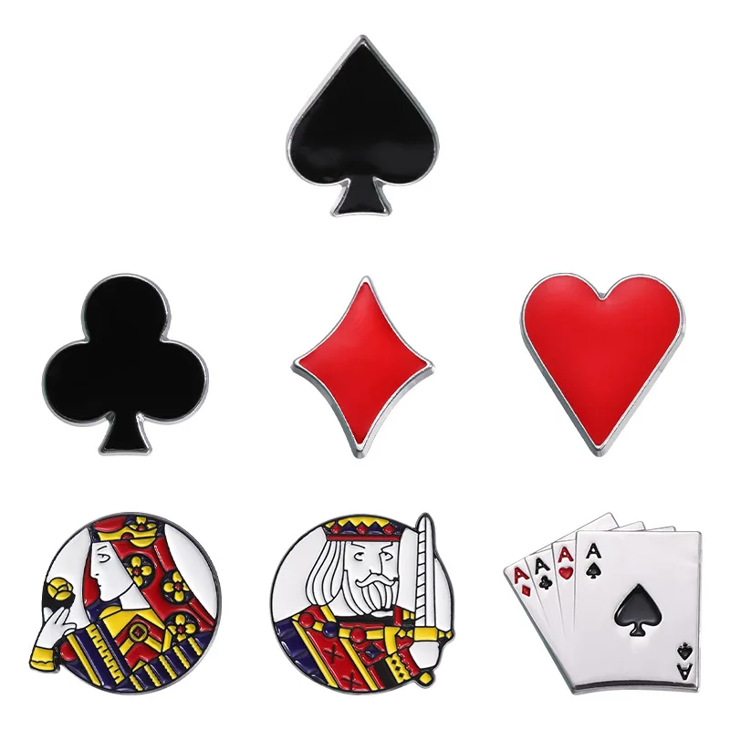 Poker Card Brooch Funny Square Piece Red Peach Shape Metal Badge Small Gift Wholesale Hat Pins for Backpacks Backpack Pin Lapel