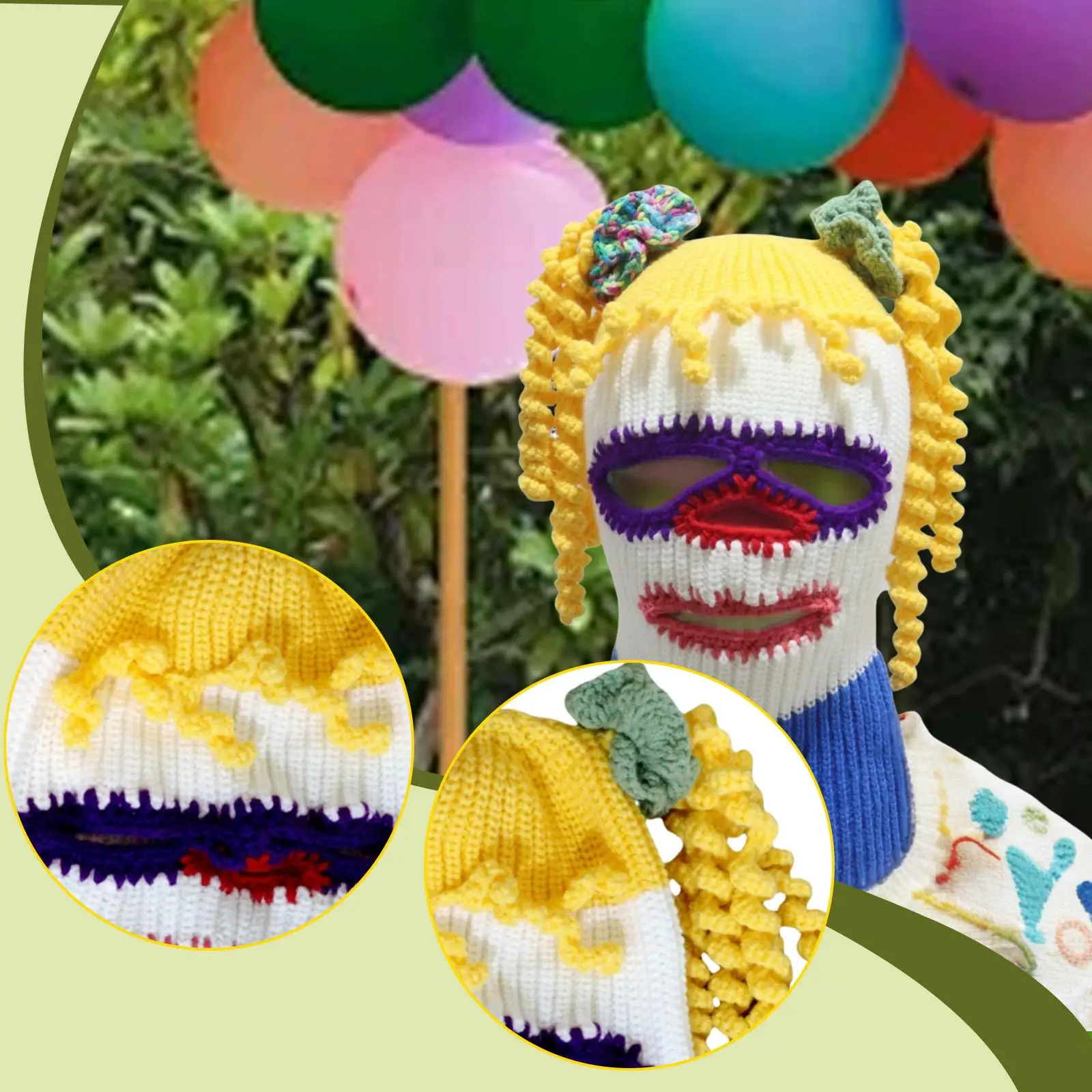 Halloween-Strickmütze, niedliche gehäkelte Clown-Mütze für Weihnachten, Geburtstag, Skifahren