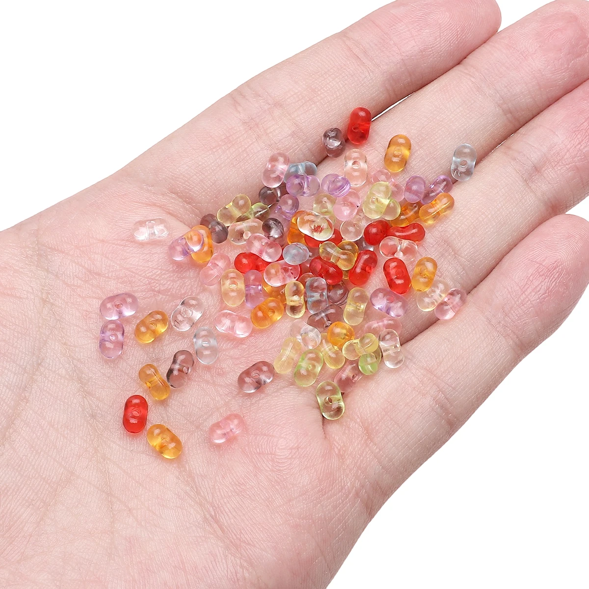 6x4mmAbout100Pcs Acrylic Transparent Peanut Beads Unique Loose Beads Handmade DIY Making Bracelets, Earrings, Jewelry Crafts Mat