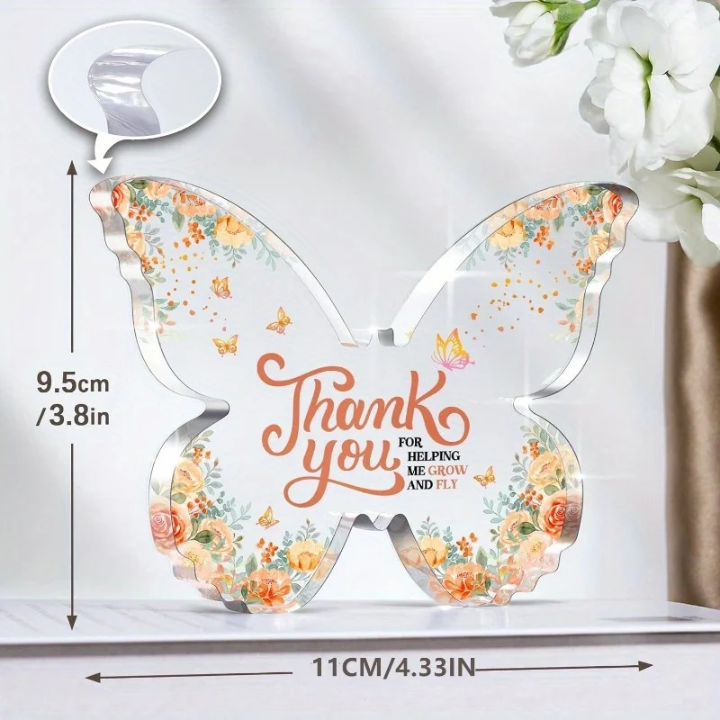 Appreciation Gift Set: Roses & Butterfly Acrylic Decor – Thoughtful for Coworkers, Teachers & Bosses