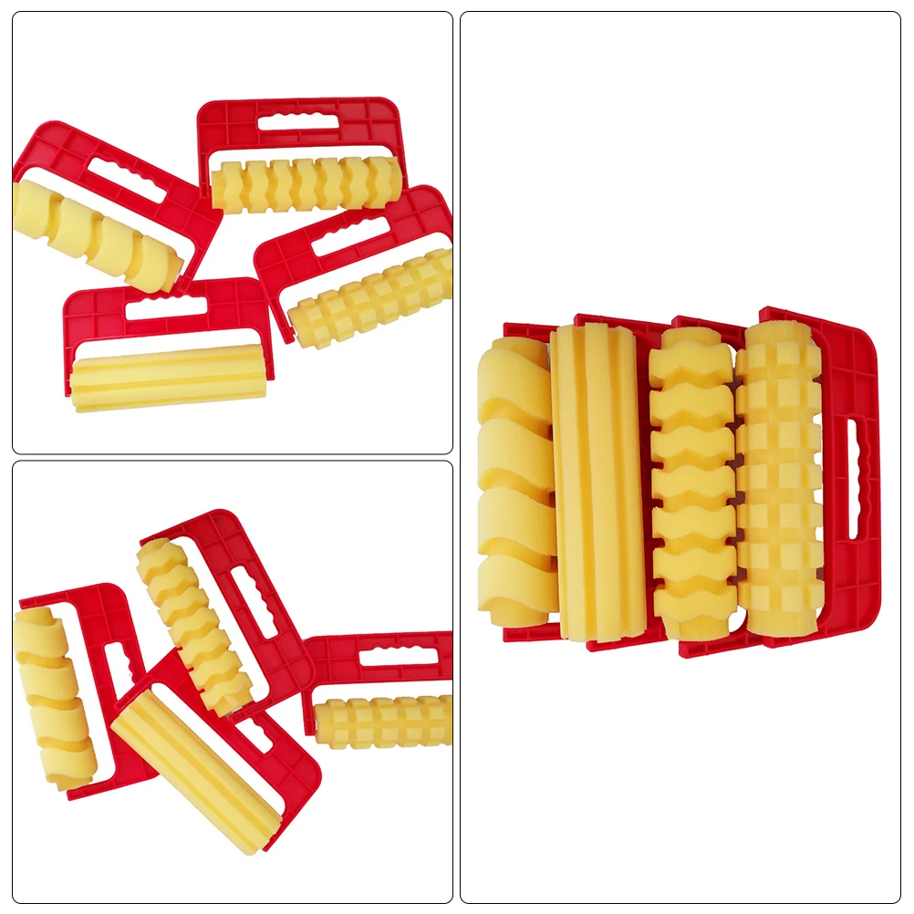 

4 Pcs Sponge Roller for Kids Drawing Painting Brush Tools Kit Easy Clean Durable ABS Material DIY Art Craft Projects