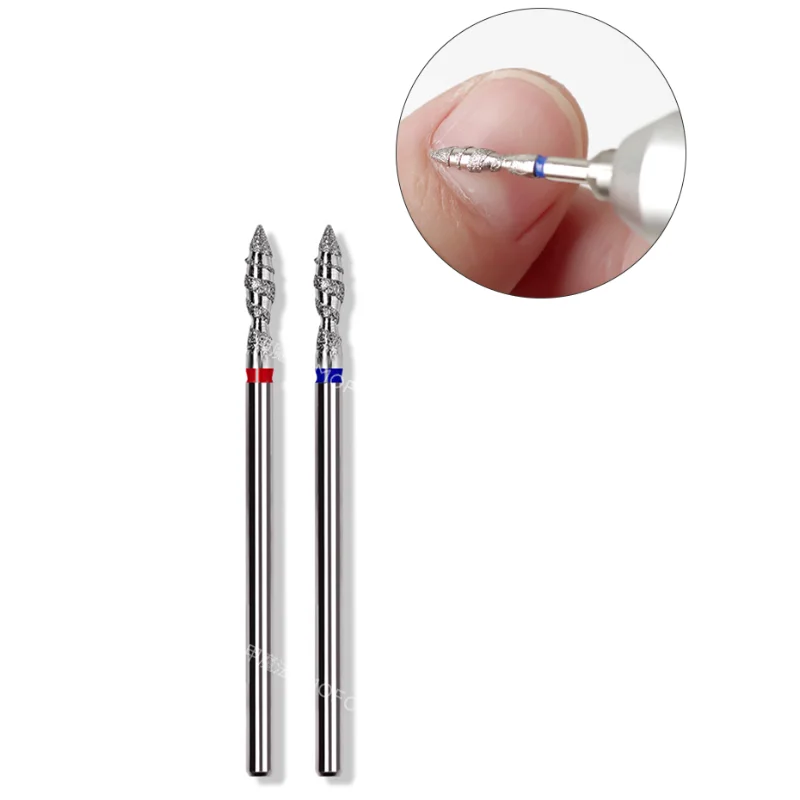 1 قطعة لهب تورنادو مسمار لقمة ثقب 3/32 "الماس قاطعة المطحنة ل Manicare الروتاري مسمار بت بشرة نظيفة لدغ مسمار أداة