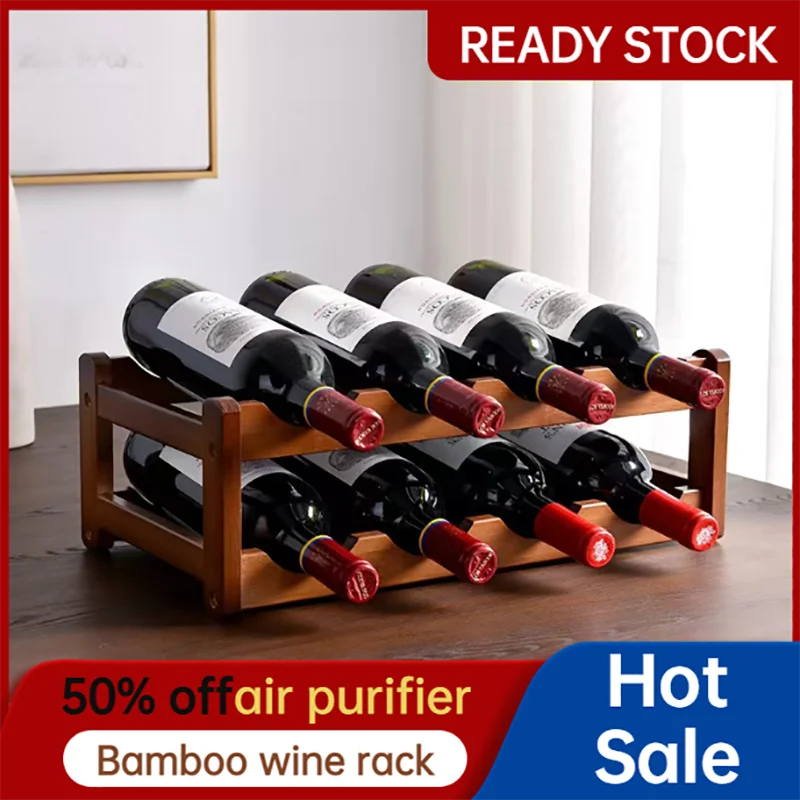 

Vintage Bamboo Wine Rack Cabinet Rack Multi-functional Multi-layer Independent Display Storage Rack Kitchen Bar Tool Accessories