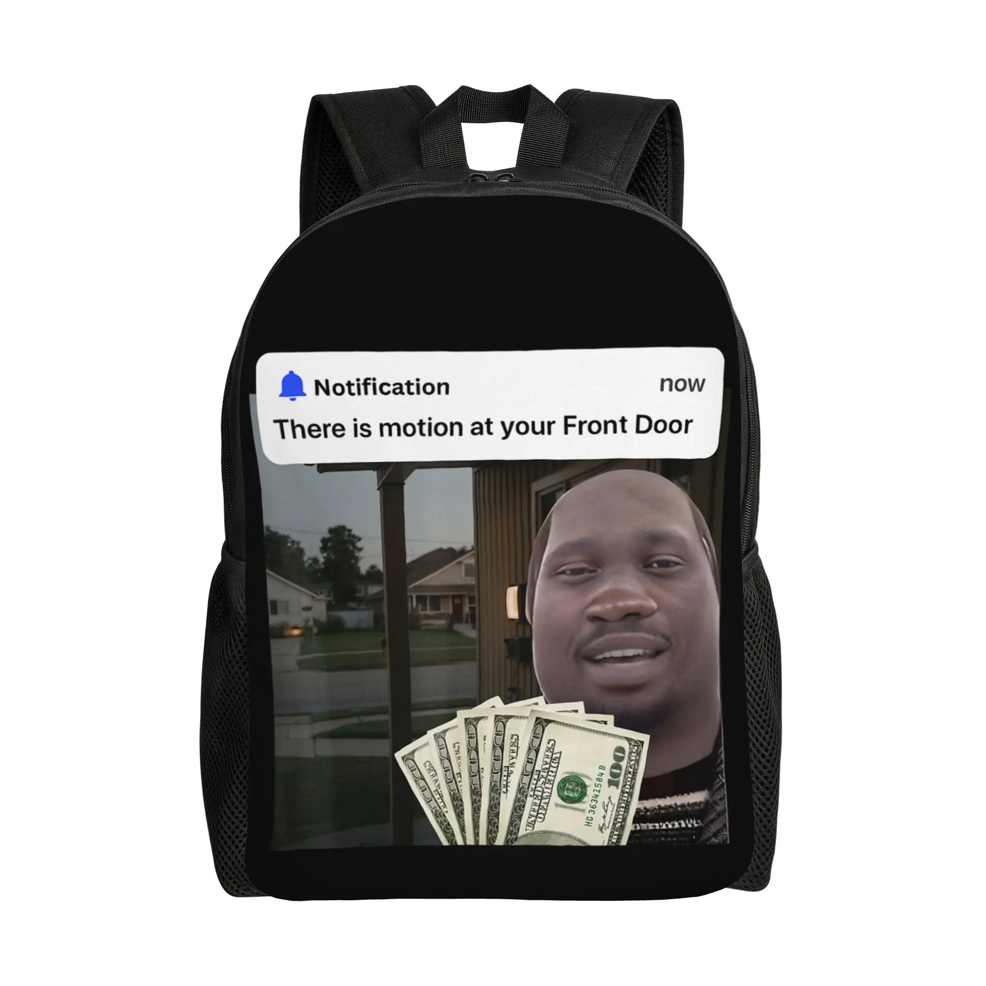 Dequavious Pork There is Motion at Your Front Door Brainrot Mochila para exteriores Mochilas escolares unisex Mochila de alta calidad