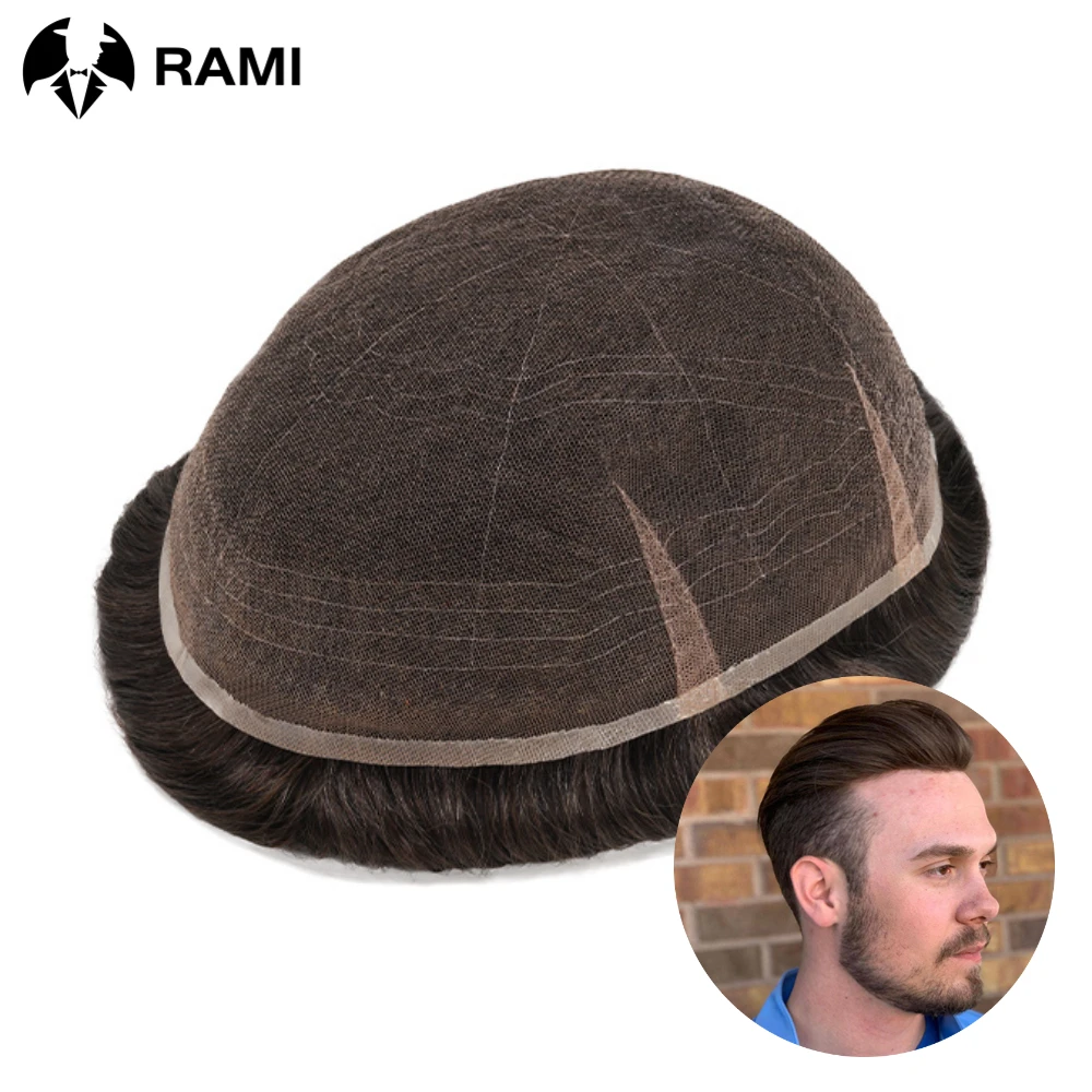 

New Full Lace Toupee Men French Lace Base Wig Breathable Male Capillary Prothesis Men Hairpiece Human Hair System Soft Wigs Man