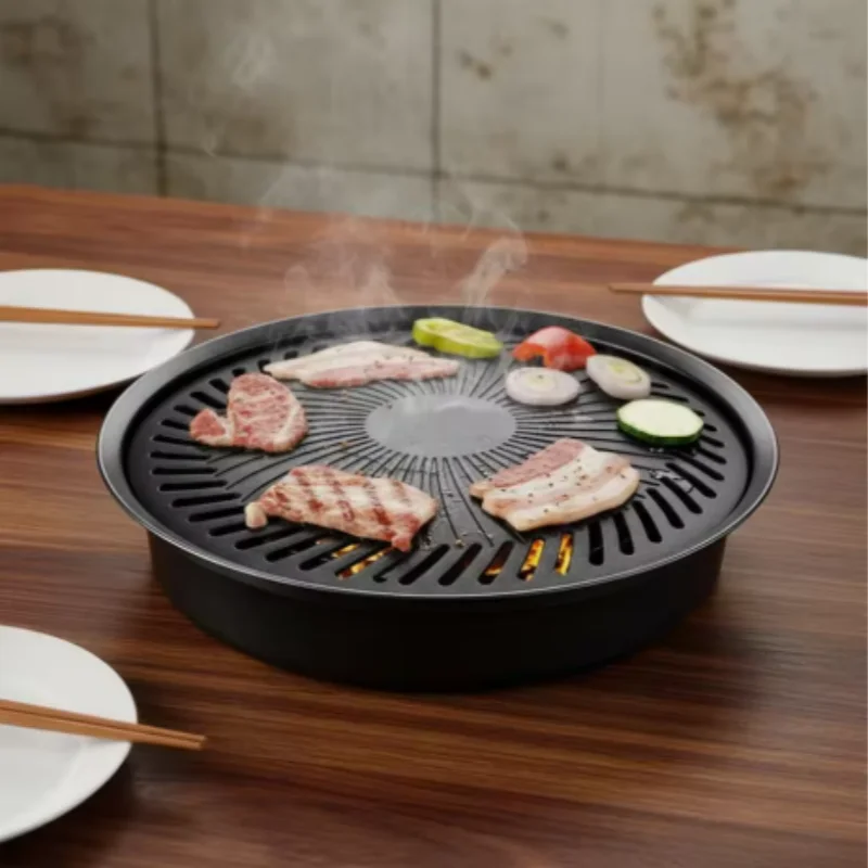 Korean Portable Smokeless BBQ Grill Pan Set for Household Gas Stove Top Healthy Outdoor Cooking Roasting Tool