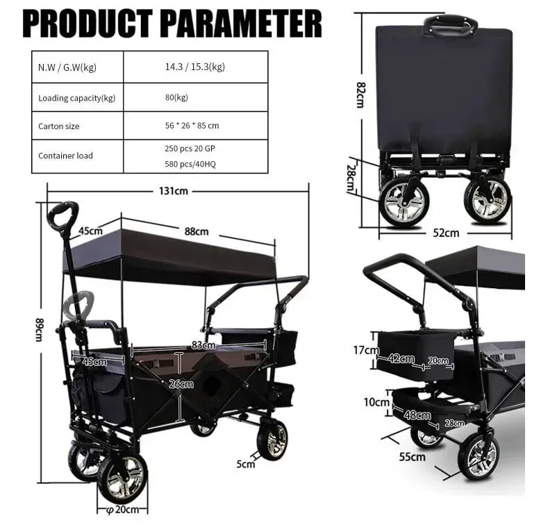 Beach Trolley Folding Camping Outdoor Wagon Camping Cart Camp Fold Wagon