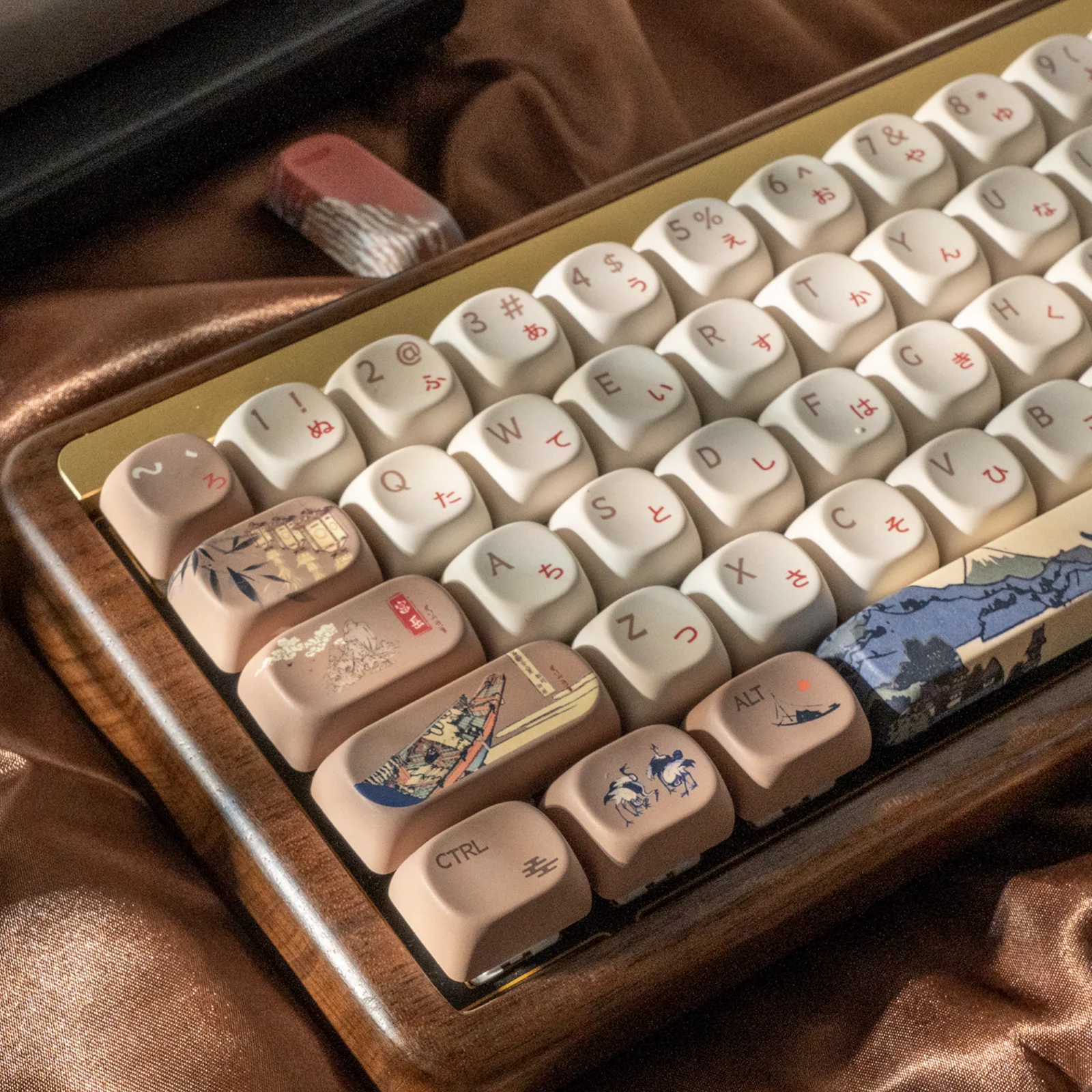 XVX MOA Keycaps Brown Japanese Style PBT Keycaps 140 Keys Thermal Sublimation Mechanical Keyboard Keycaps Accessories