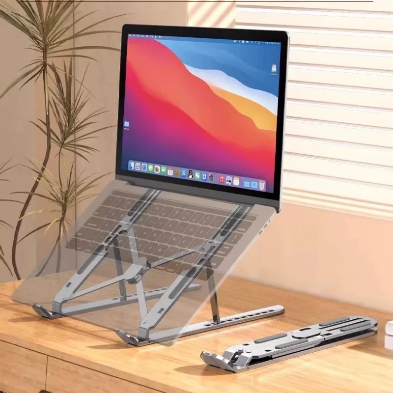 Laptop Stand  Gaming Laptop Metal Hollow Cooling Folding Bracket Portable Height Increase Side Lift Base Flat Support Rack Gifts