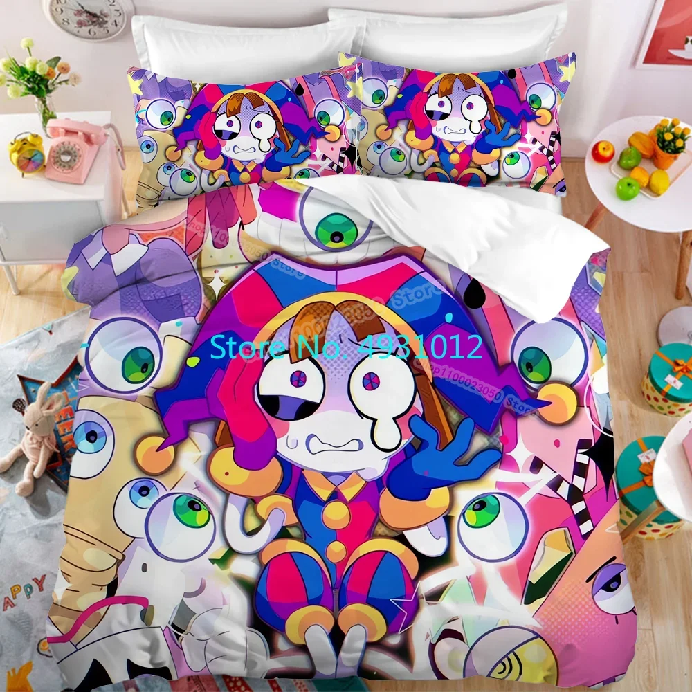 Anime The Amazing Digital Circus Child Bedding Set Pillowcase Bedclothes 3D Print Kids Boy Girl Home Decor Duvet Cover Gift