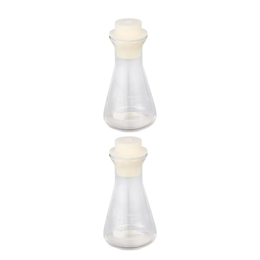 

2Pcs School Experiment Glass Flask 100ml High Quality Conical Flask Laboratory Supplies Chemistry Experiment Accessory