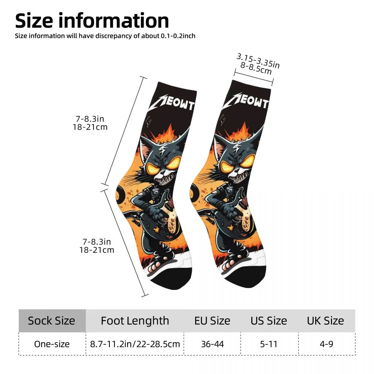 Metallicat High elasticity polyester fiber 3D printing cosy Unisex Hip Hop KIss Cat Interesting Four Seasons Socks