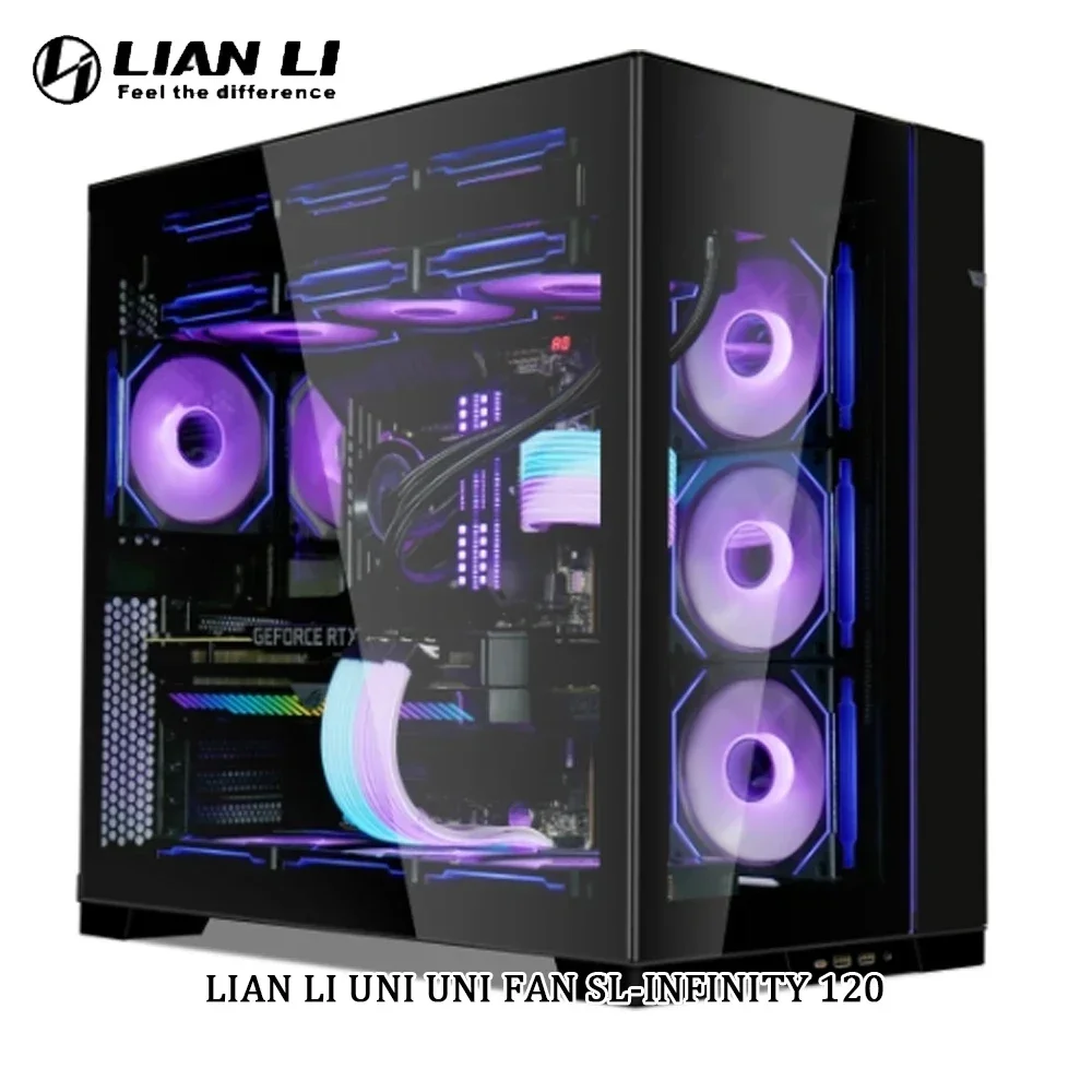 LIAN LI Gen.3Th UNI 팬 SL-INF120 인피니티 미러 LED ARGB 리버스 블레이드 컴퓨터 냉각 팬, 12cm