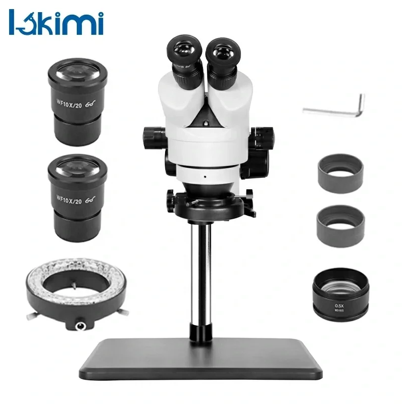 Jewelry Engraving Precision Stereoscopic Microscope Lakimi 7X-90X Zoom LED Light Binocular Microscope LK-MH03A